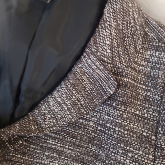 Ann Taylor Wool Blend Tweed Cropped Jacket Blazer grey brown 3/4 sleeve SZ 12 - Picture 6 of 12